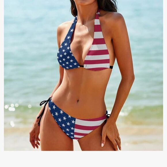 Patriotic Stars and Stripes Bikini Set - Picture 1 of 8